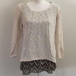 LAST CHANCE LUCKY BRAND White Black Layered Blouse